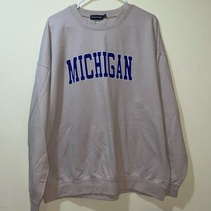 Womens PrettyLittleThing Tan Michigan Print Sweatshirt